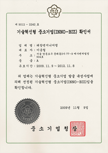 Certificate of INNO-BIZ